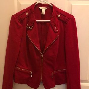 WHBM White House Black Market Red ZIP Blazer